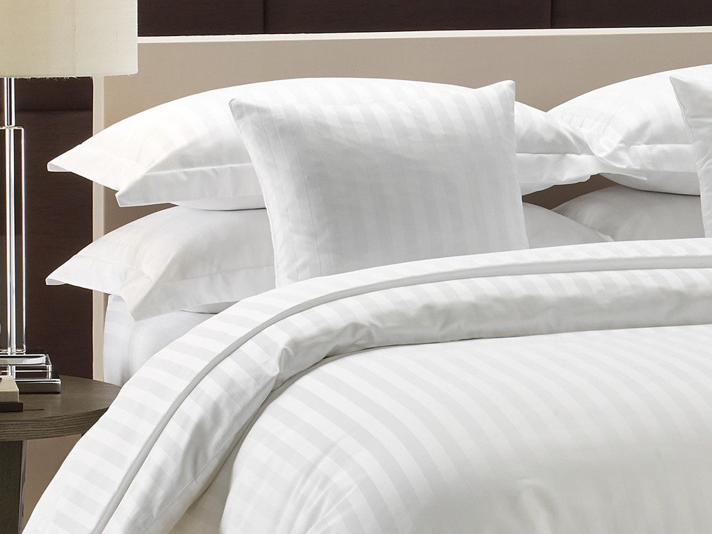 Lali Prints Luxury 200TC Premium White Sateen Striped Single Bedsheet with 2 Pillow Covers